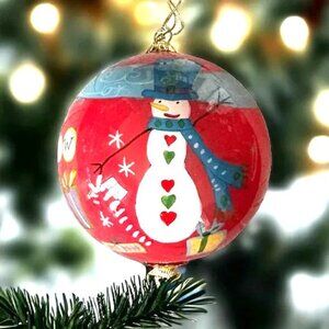 Pier 1 Li Bien Let It Snow 2008 Snowman Christmas Holiday Glass Ornament